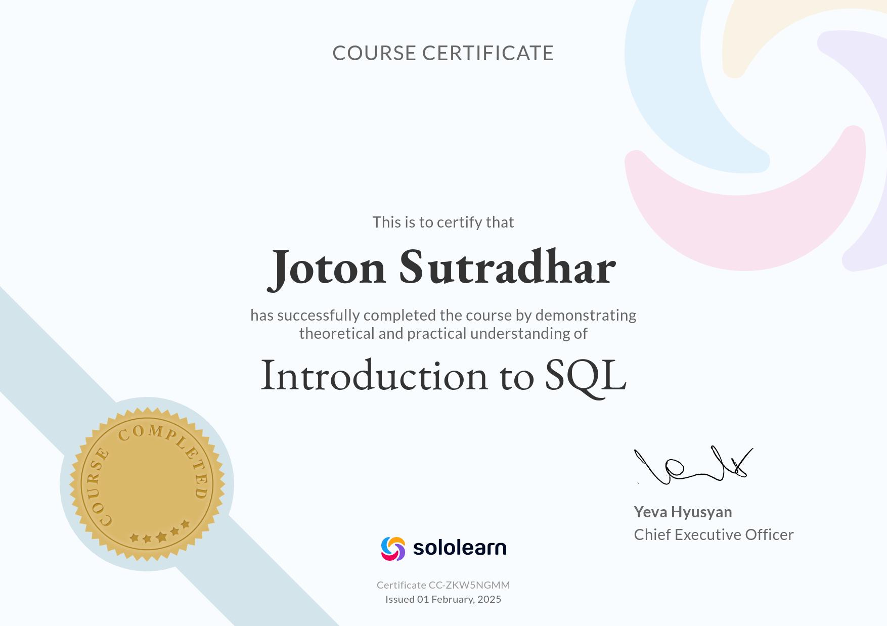 Introduction To SQL